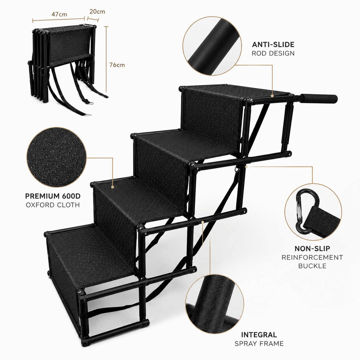Folding Dog Stairs for Cars, SUVs and Trucks