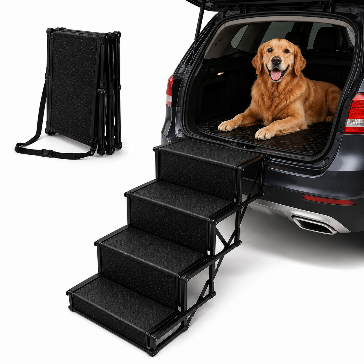 Folding Dog Stairs for Cars, SUVs and Trucks