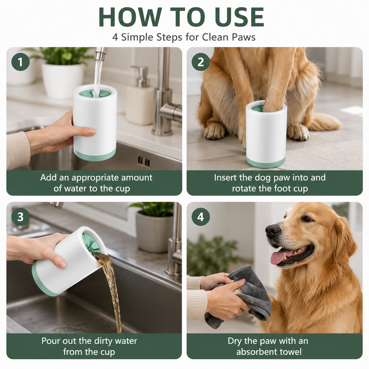 Dog Paw Cleaner Paw Washers for Dog, Pet Foot Cleaner Paw Cleaner for Dog Large, Dog Essentials Dog Paw Washer Muddy Paw Cleaner, Dog Walking Accessories Portable Dog Shower Paw Cleaner(Green)