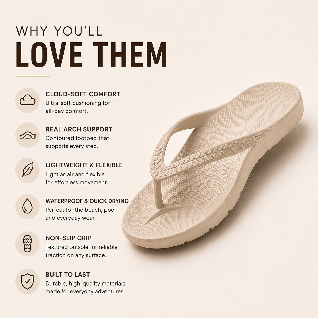 Arch Support Flip Flops